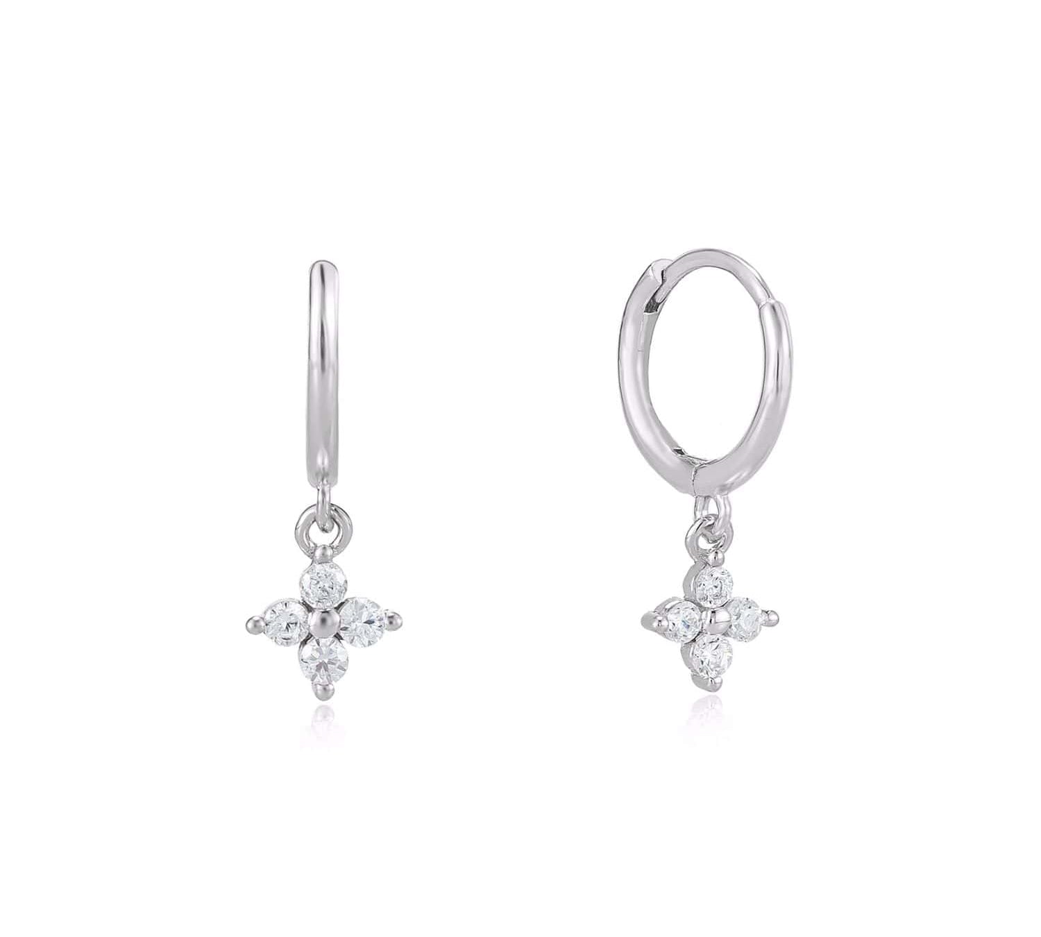 Flora Drop Huggie Earrings sterling Silver