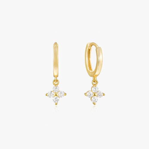 Freya Gold Flora Drop Huggie Earrings