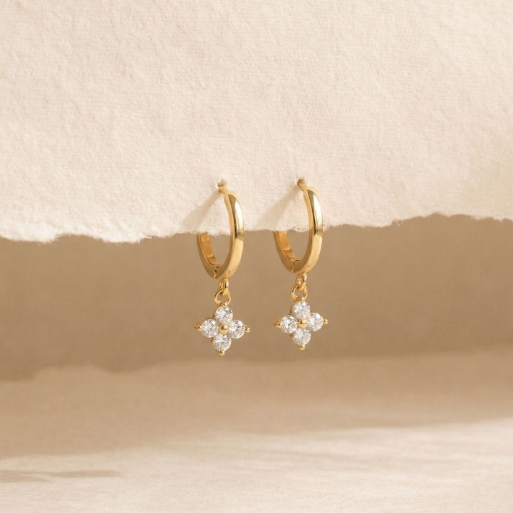 Freya Gold Flora Drop Huggie Earrings