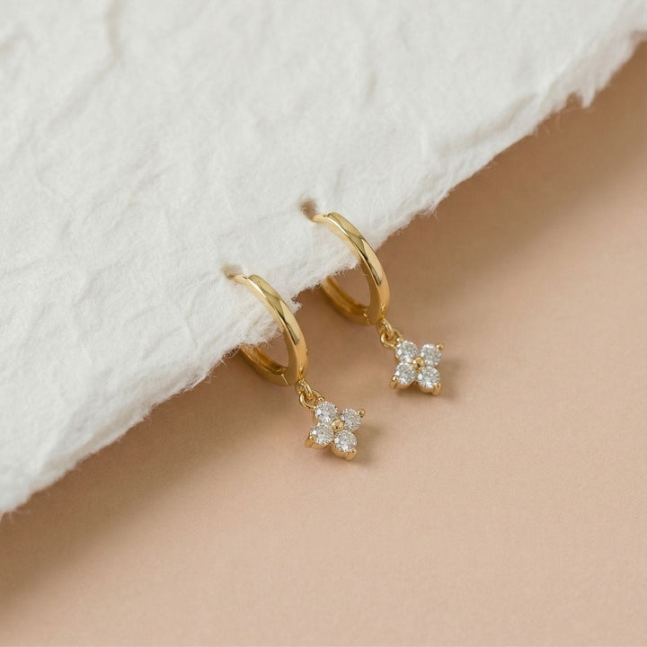 Freya Gold Flora Drop Huggie Earrings