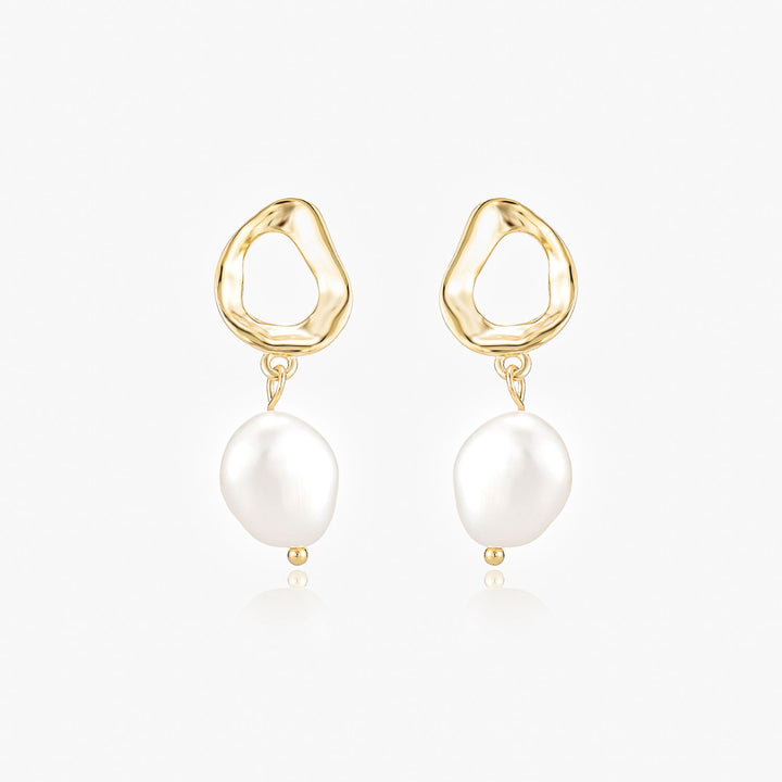 Sia Gold Pearl Drop Earrings