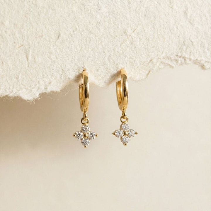 Freya Gold Flora Drop Huggie Earrings