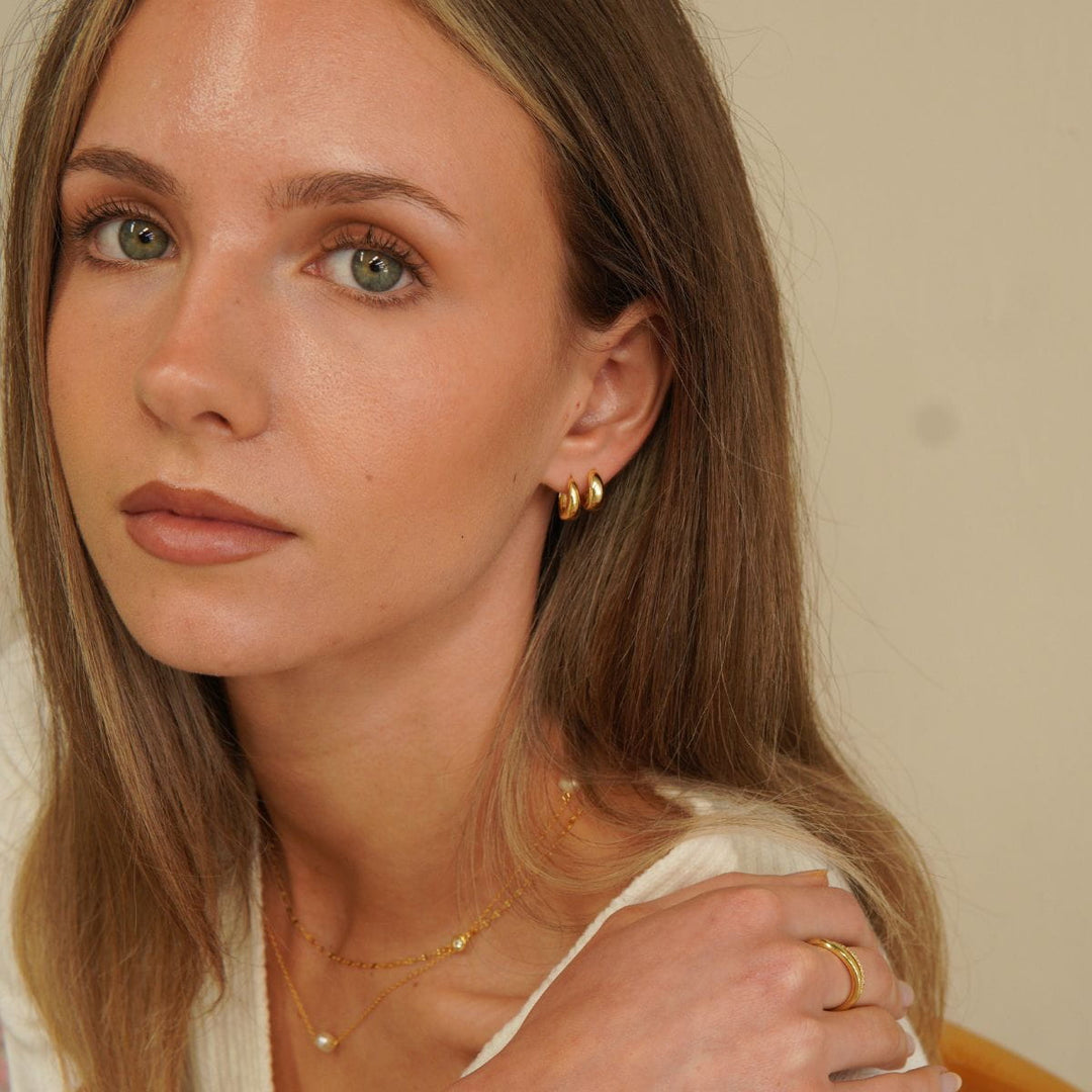 Chloe Gold Dome Huggie Earrings 10mm