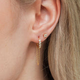 Cynthia CZ Silver Hoop Chain Earrings