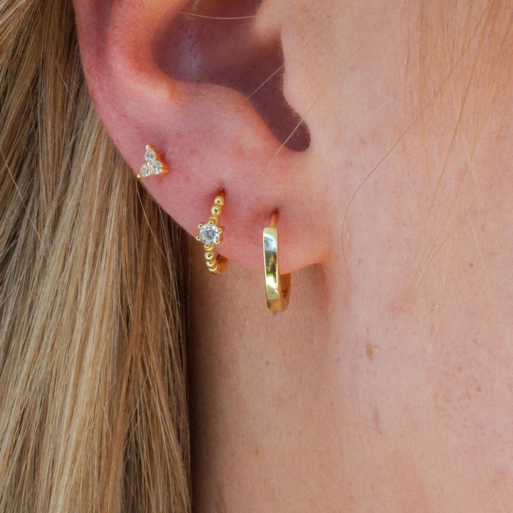 18k gold Earring Stack on model