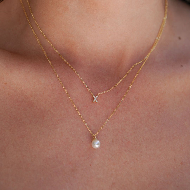 Milena Gold Pearl Pendant Necklace-Sterling Silver Necklaces-LYANG & CO.