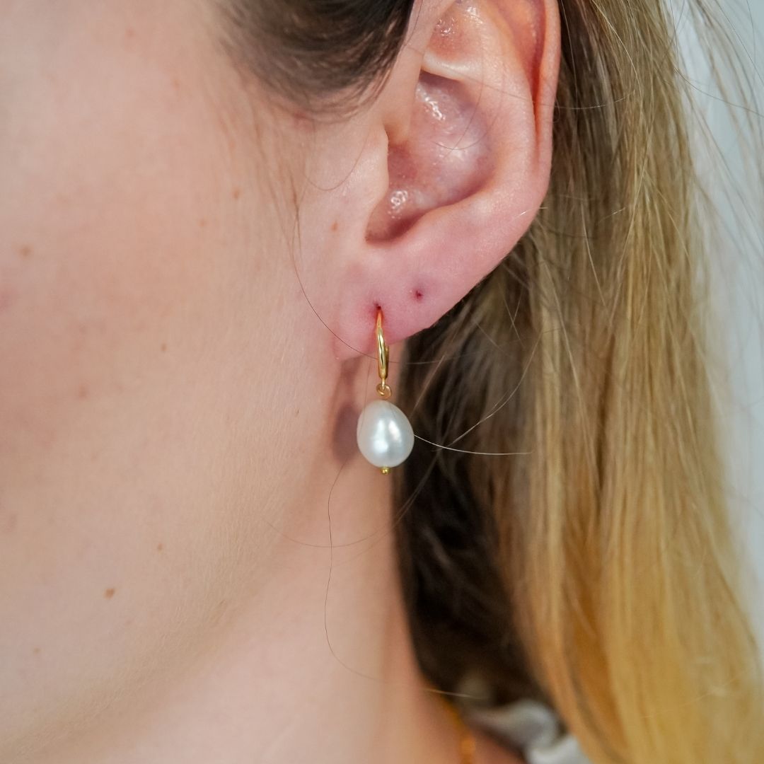 Mia Gold Baroque Pearl Drop Earrings