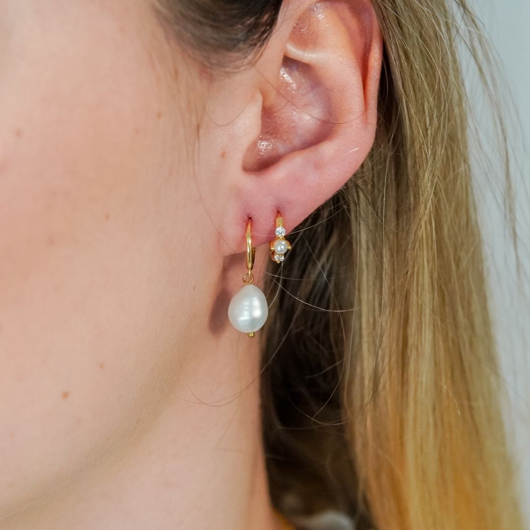 Mia Gold Baroque Pearl Drop Earrings