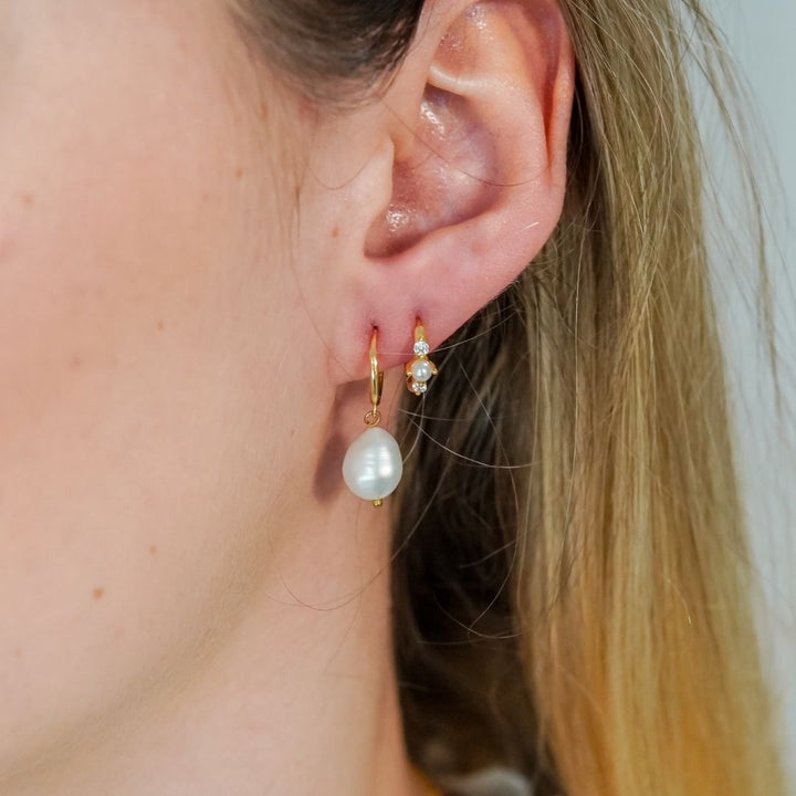 Mia Gold Baroque Pearl Drop Earrings