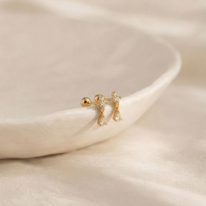 Grace Gold Teardrop Stud Earrings