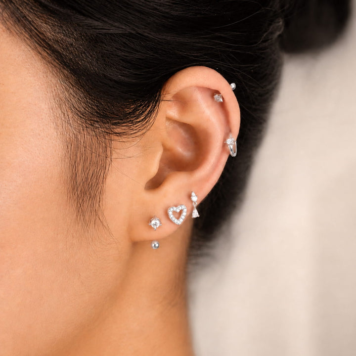 Grace Silver Teardrop Screw Back Stud - Single