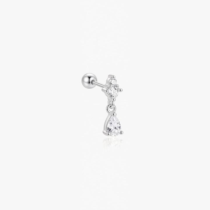 Grace Silver Teardrop Screw Back Stud - Single