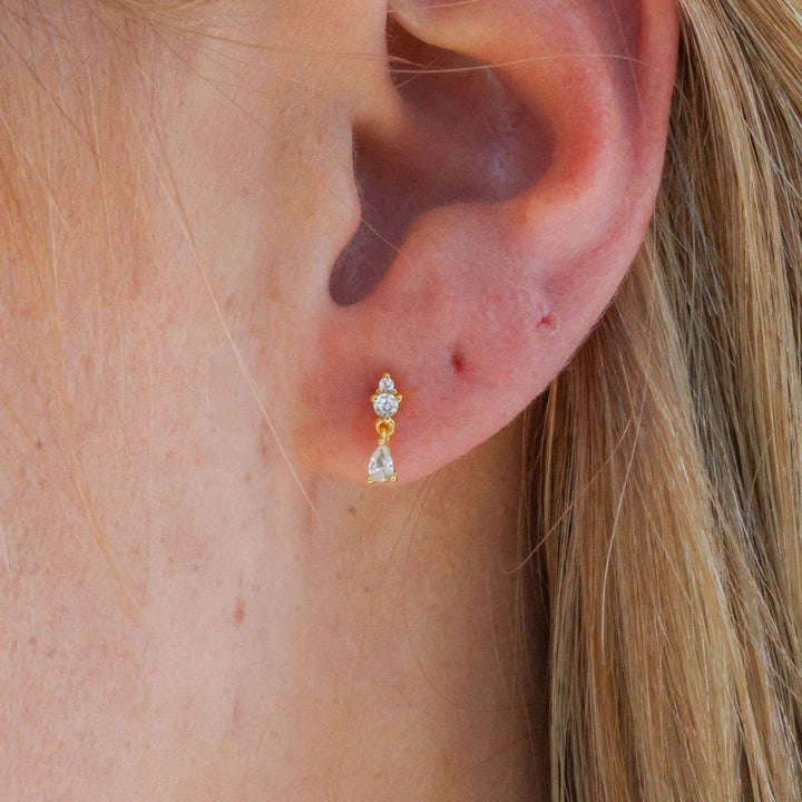 Grace Dainty Drop Silver Screwback Stud Earrings-Sterling Silver Earrings-LYANG & CO.