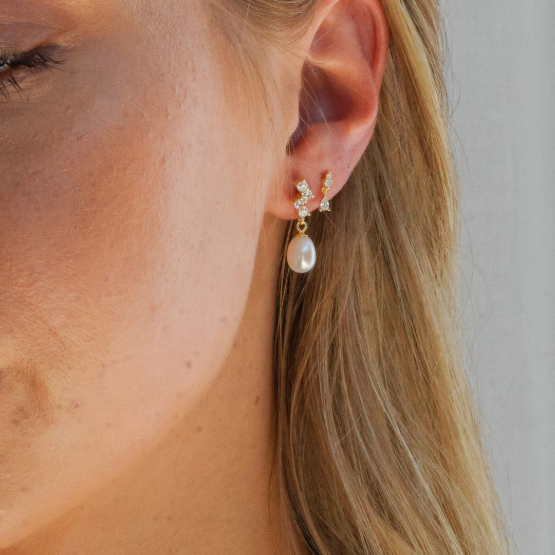 Grace Dainty Drop Silver Screwback Stud Earrings-Sterling Silver Earrings-LYANG & CO.