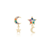 Hina Rainbow Star Moon Stud Earrings