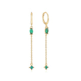 Holly Emerald Drop Chain Earrings Gold