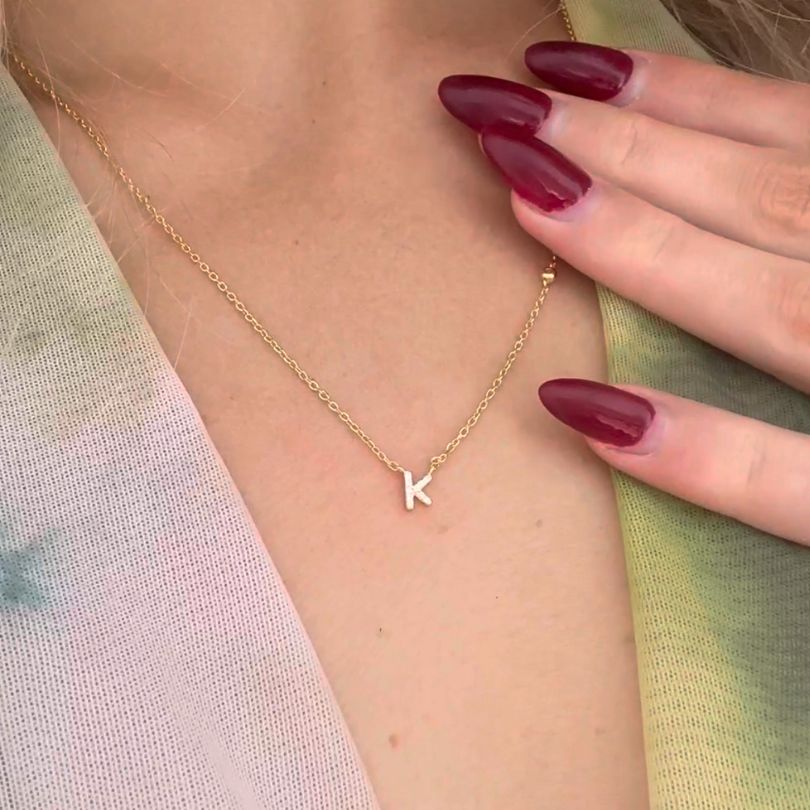 Dainty CZ Pave Initial Necklaces (Letter A-Z)-Sterling Silver Necklaces-LYANG & CO.