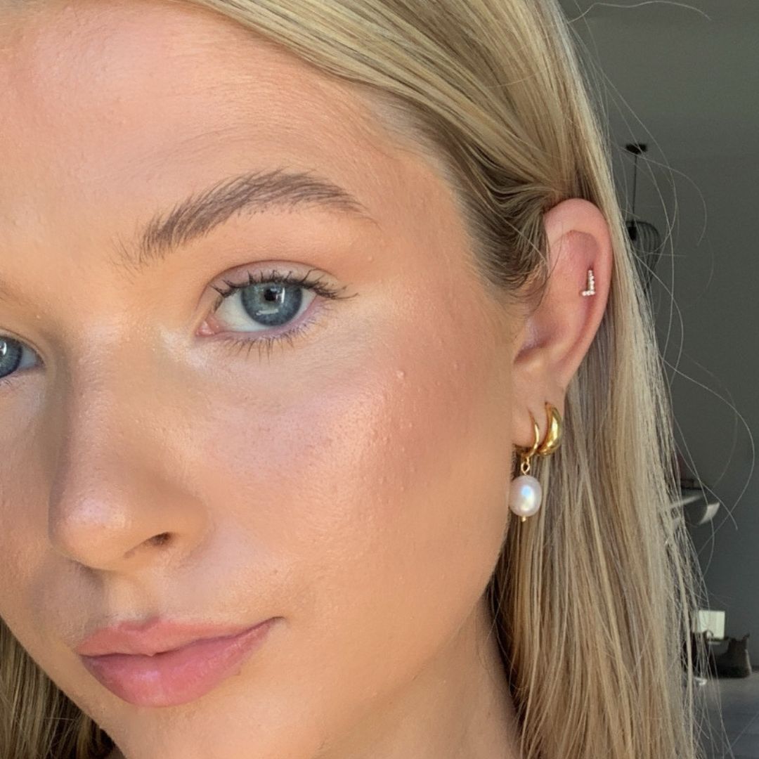 Pave Initial Gold Stud Earrings (Letter A-Z)-Sterling Silver Earrings-LYANG & CO.