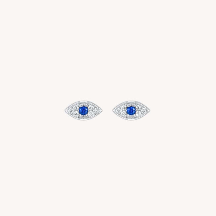 Iris Silver Evil Eye Stud Earrings