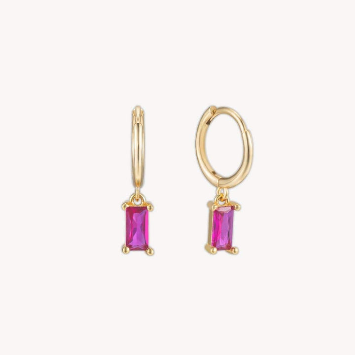 Isabella Pink Baguette Drop Earrings