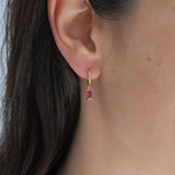 Isabella Baguette Pink CZ 18K Gold Drop Earrings