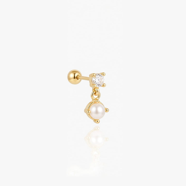 Ivy Gold Dainty Pearl Drop Screw Back Stud - Single