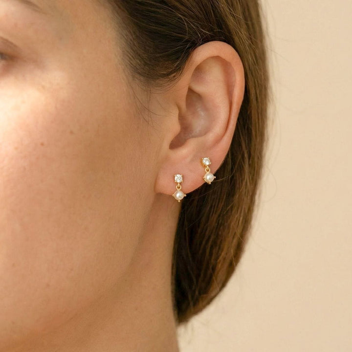 Ivy Gold Dainty Pearl Drop Stud Earrings