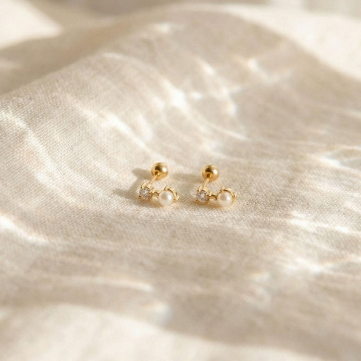 Ivy Gold Dainty Pearl Drop Stud Earrings
