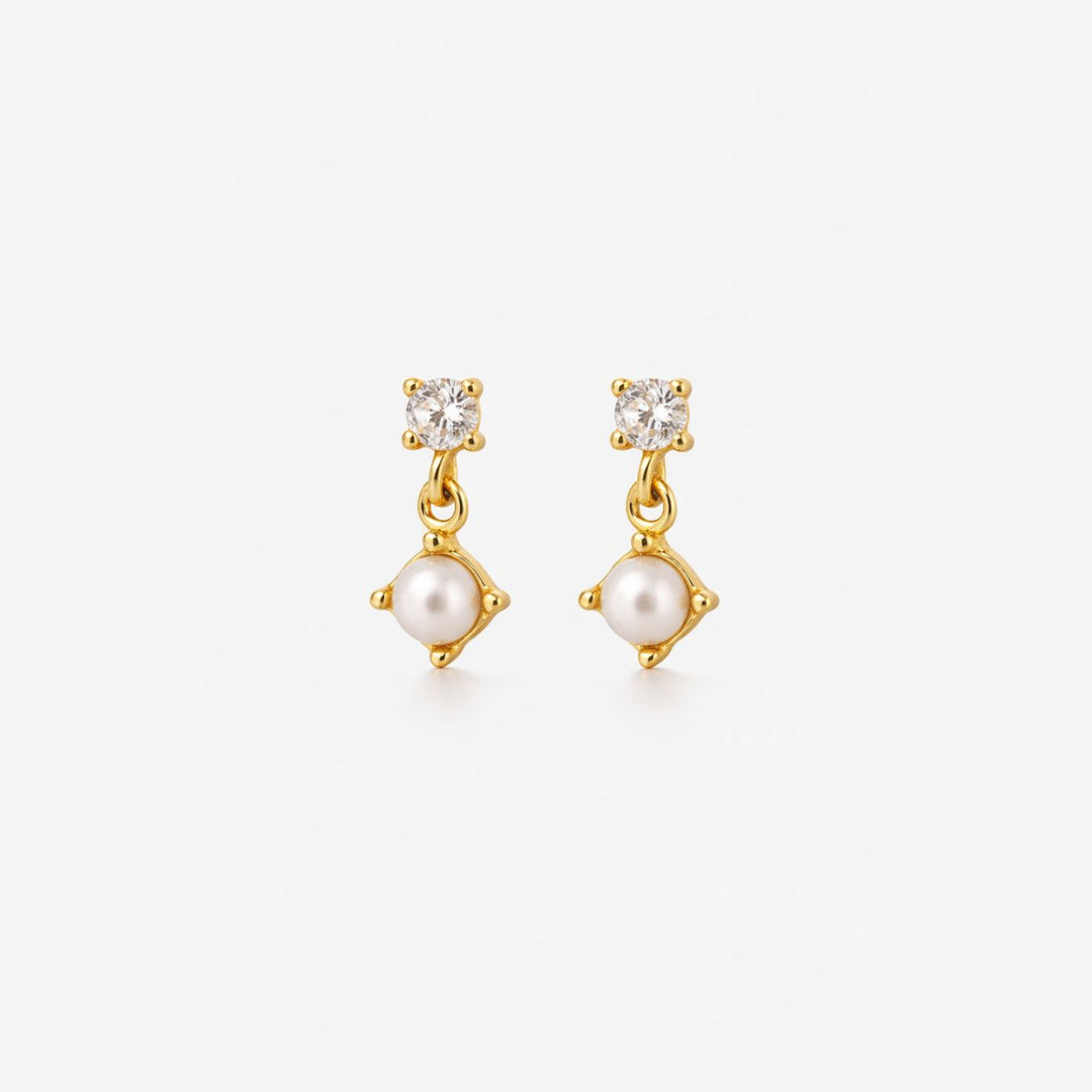 Ivy Gold Dainty Pearl Drop Stud Earrings
