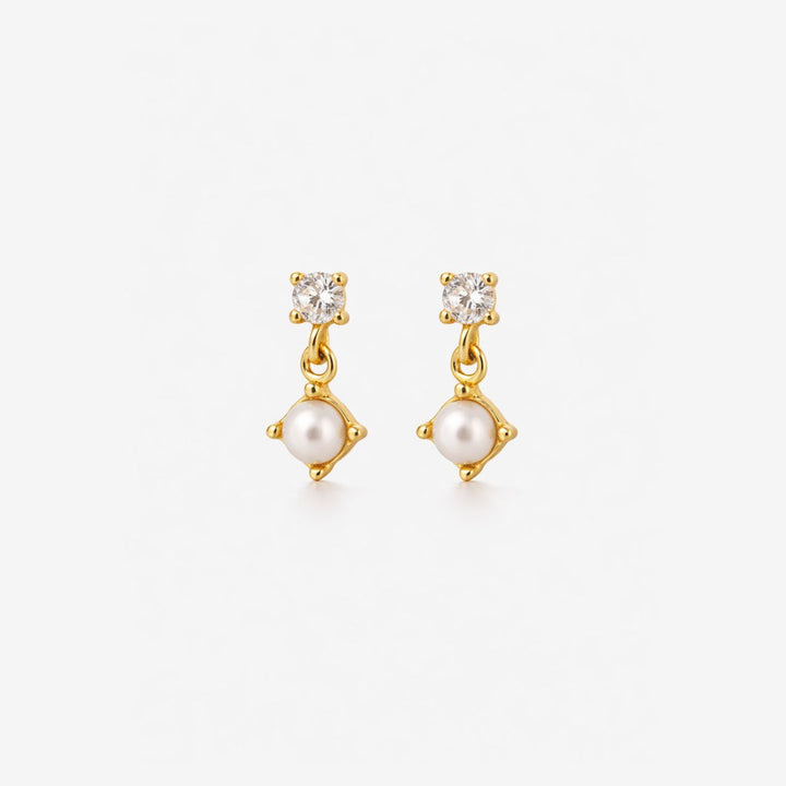 Ivy Gold Dainty Pearl Drop Stud Earrings