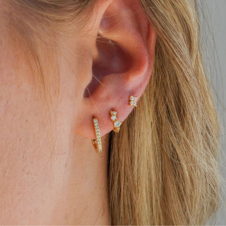 Jasmine Silver Huggie Hoop Earrings 7MM-Sterling Silver Earrings-LYANG & CO.