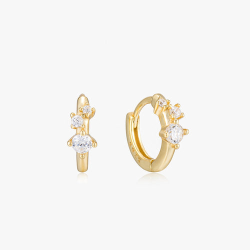 Jasmine Gold CZ Huggie Earrings 7MM