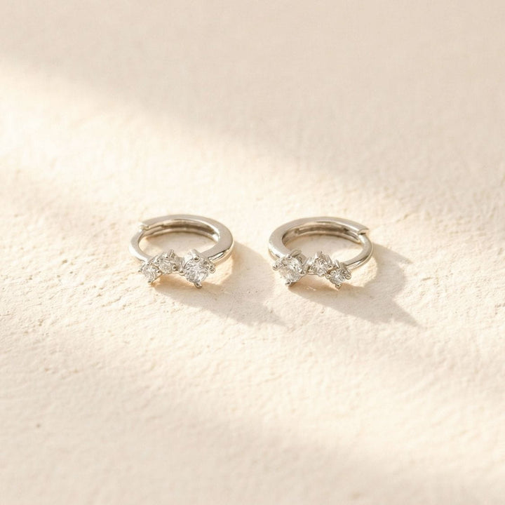 Jasmine Silver CZ Huggie Earrings
