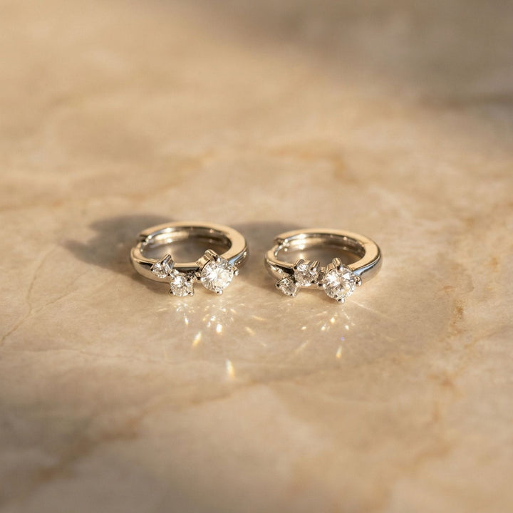 Jasmine Silver Huggie Earrings