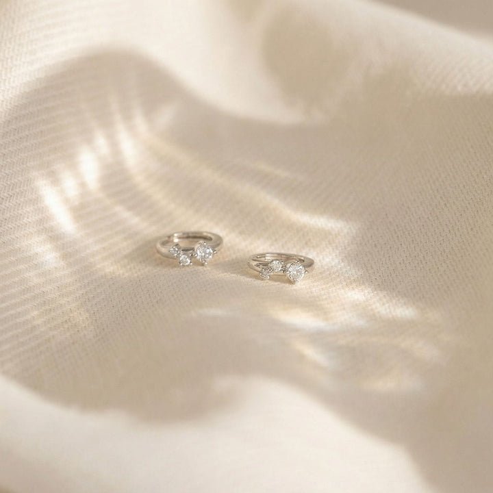Jasmine Silver Huggie Earrings