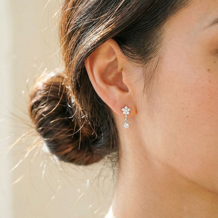 Josie Silver Flower Drop Earrings