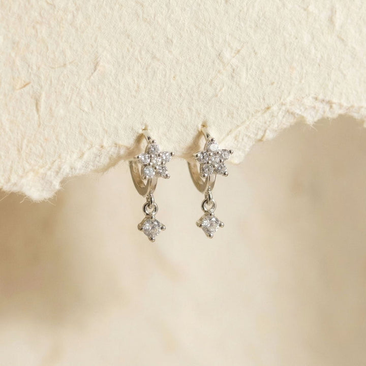 Josie Silver Flower Drop Earrings