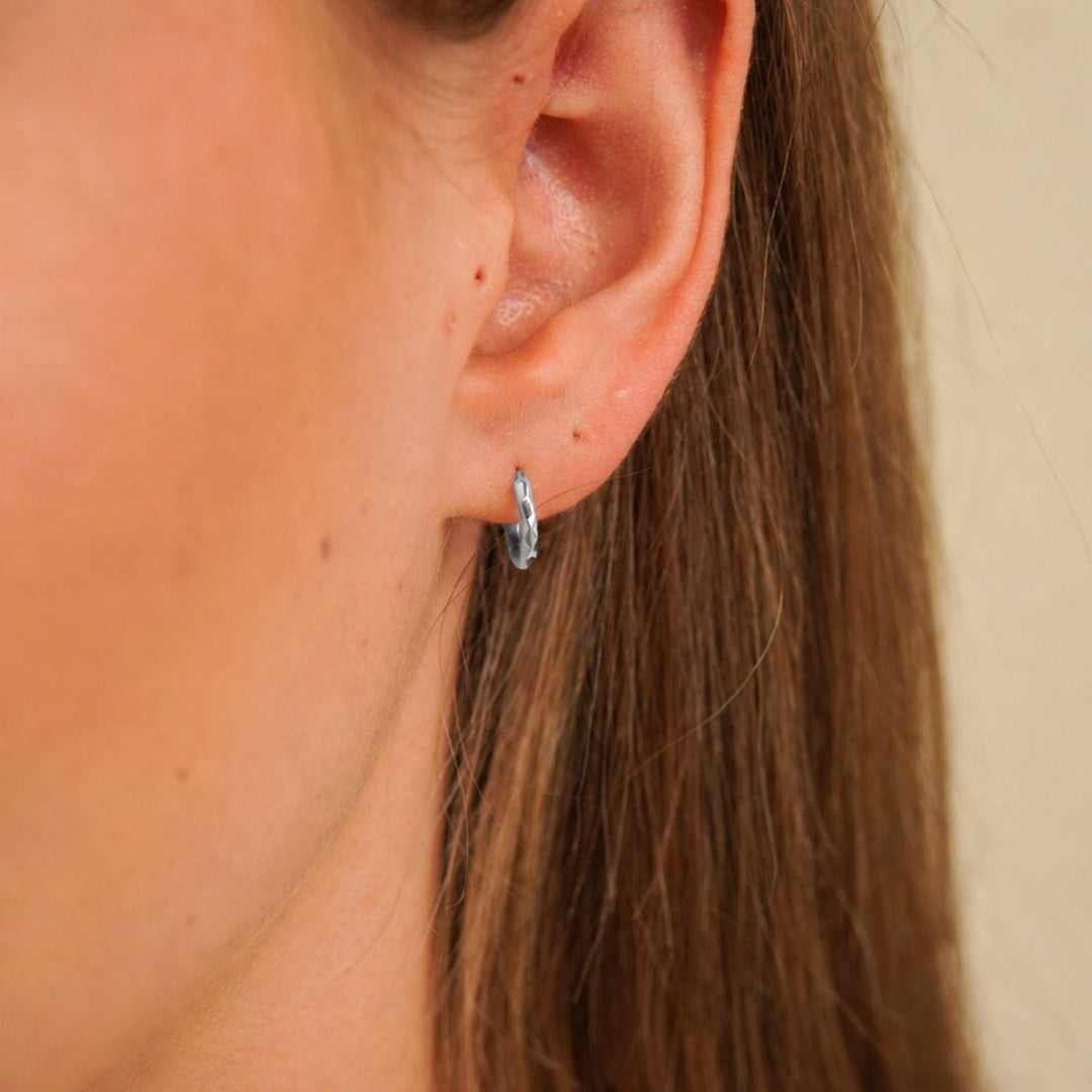 Kaia Silver Textured Huggie Earrings