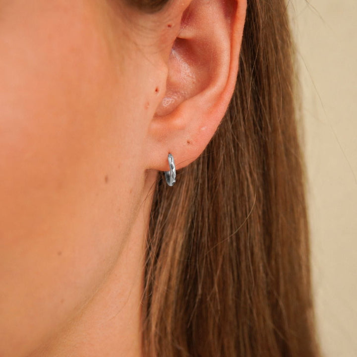 Kaia Silver Textured Huggie Earrings