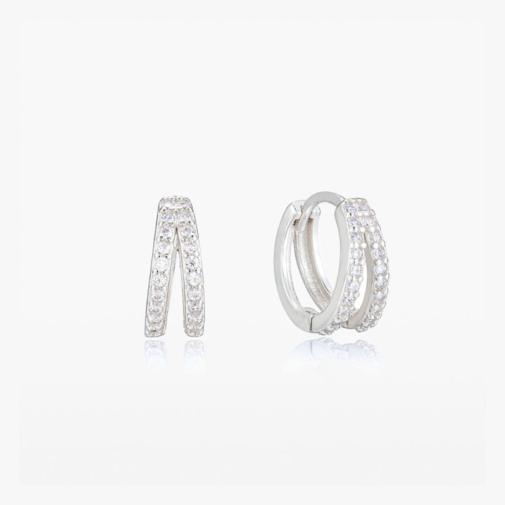 Kaylee Silver Double Huggie Earrings
