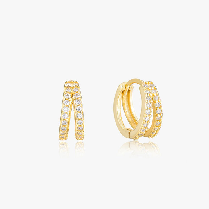 Kaylee Gold Double Pave Huggie Earrings Product Image