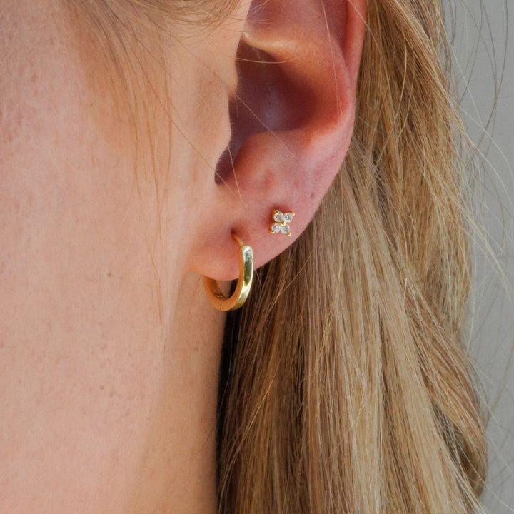 2 piercings Gold Earring Stack 