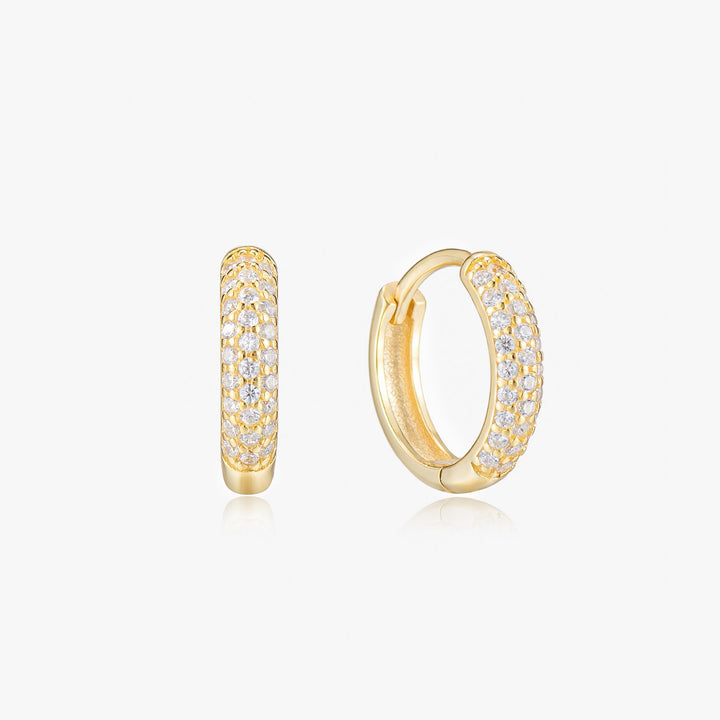 Leah Gold Chunky Pave Huggie Earrings