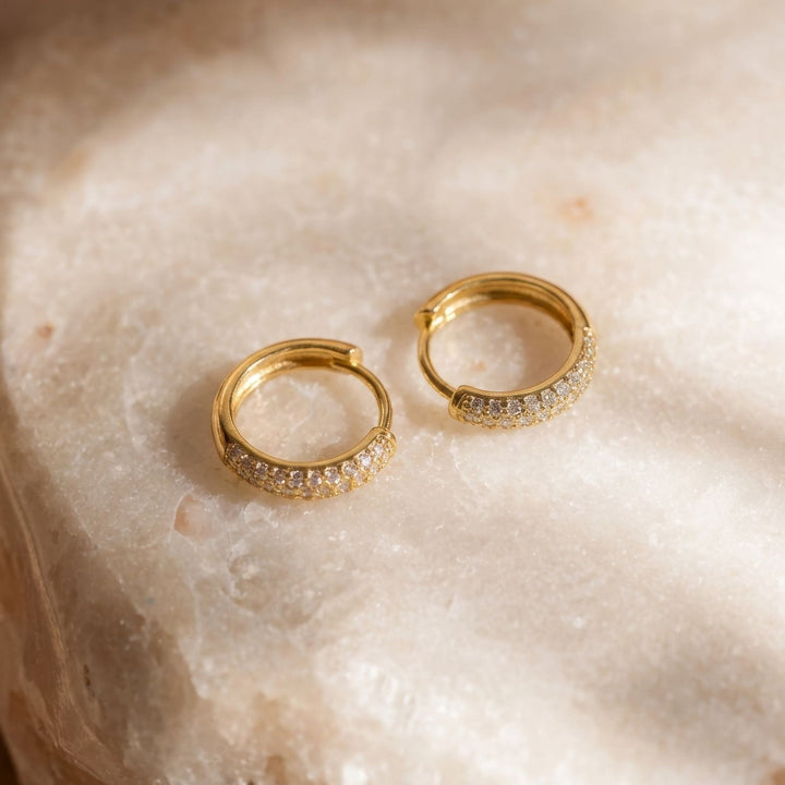 Leah Gold Chunky Pave Huggie Earrings