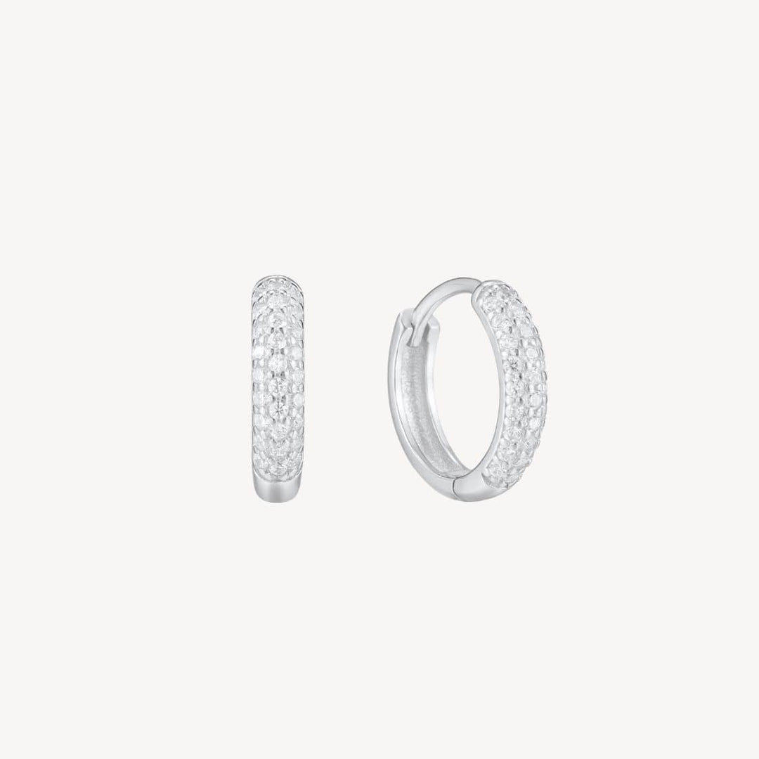 Leah Silver Pave Hoop Earrings