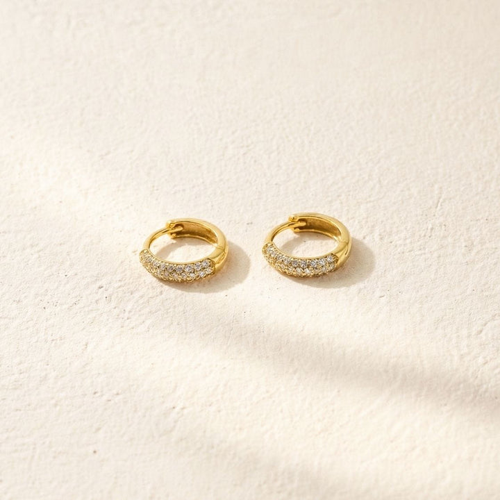 Leah Gold Chunky Pave Huggie Earrings