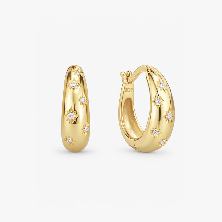 Stella Starburst Gold Huggie Earrings