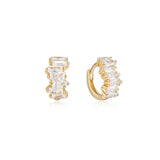 Leyla Sparkly 18K Gold Huggie Hoop Earrings 8MM