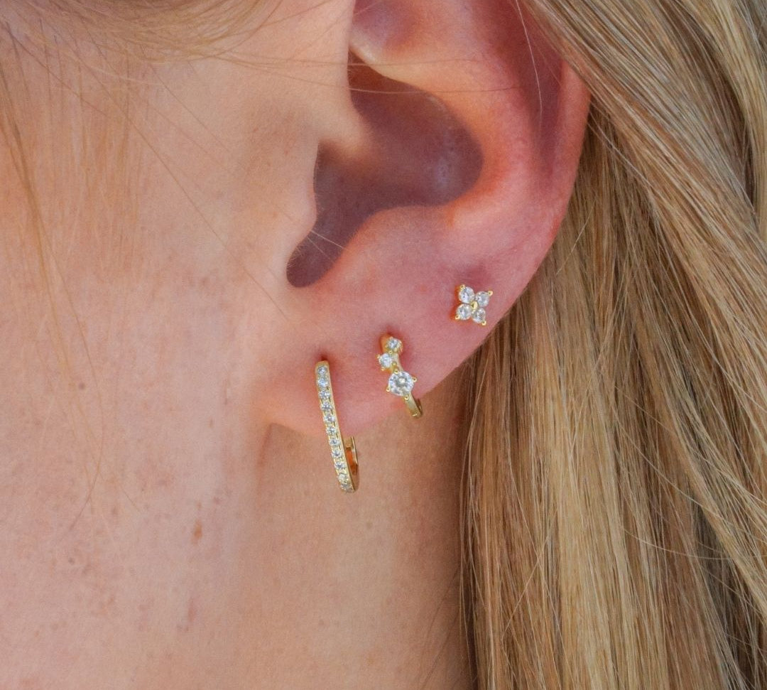 18k gold Sparkly Earring Stack