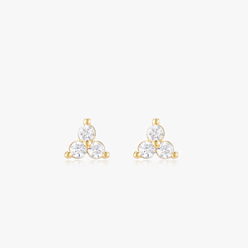 Liliah Gold Trio CZ Stud Earrings